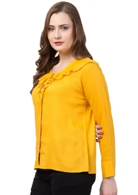Women's  Yellow Rayon Top - Yellow, S