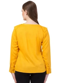 Women's  Yellow Rayon Top - Yellow, S