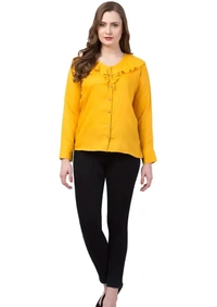 Women's  Yellow Rayon Top - Yellow, S