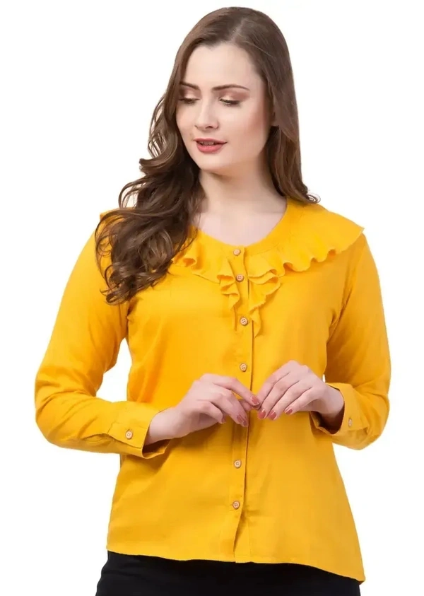 Women's  Yellow Rayon Top - Yellow, XL