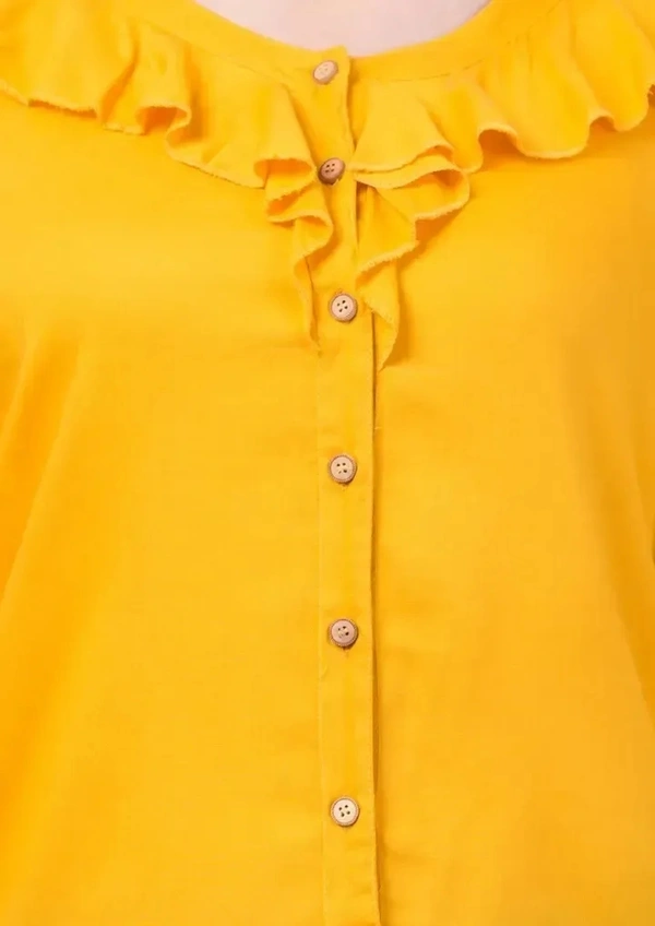Women's  Yellow Rayon Top - Yellow, XL