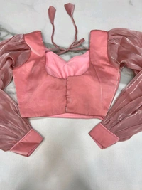 Ready To Wear Jimmy Chu Saree with Full Stitched Blouse - Pink, S