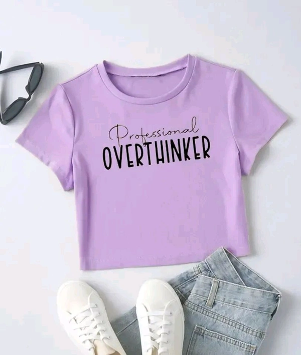 Stylish Combed Cotton Crop Top for Women - lavender, XL