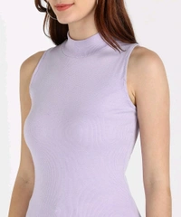 Womens Tank Top High Neck Cotton Top Stylish Women Top - Lavender, S