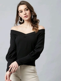 Casual Regular Sleeves SolidWomen Multicolor Top - Black, L