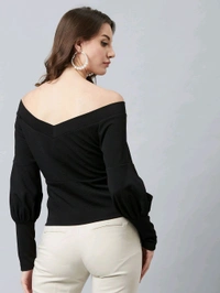 Casual Regular Sleeves SolidWomen Multicolor Top - Black, L