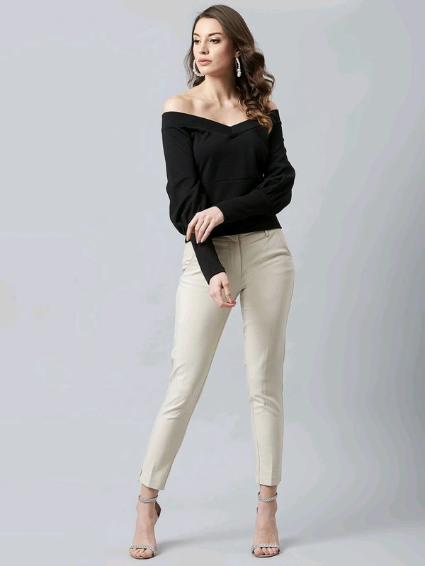 Casual Regular Sleeves SolidWomen Multicolor Top - Black, L