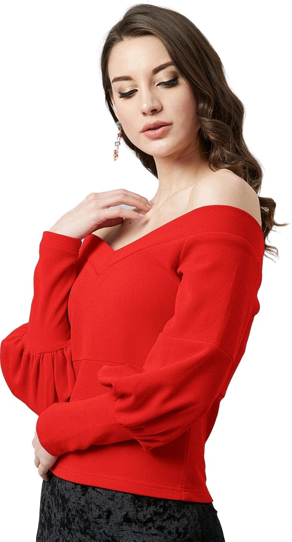 Casual Regular Sleeves SolidWomen Multicolor Top - Red, S