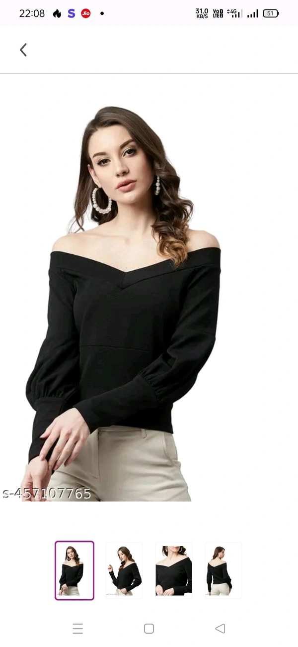 Casual Regular Sleeves SolidWomen Multicolor Top - Black, XXL