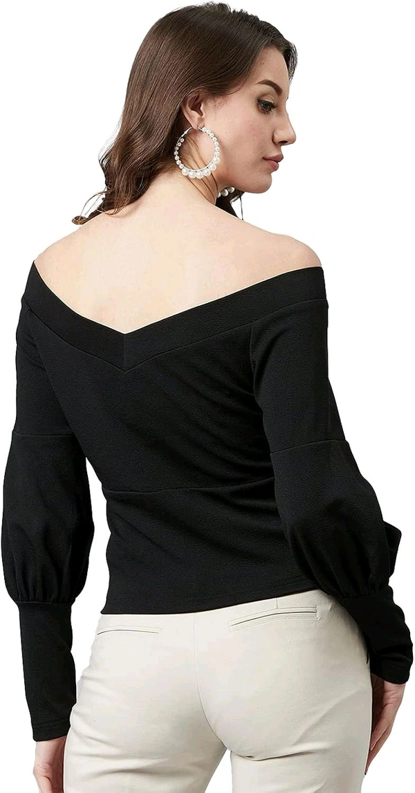 Casual Regular Sleeves SolidWomen Multicolor Top - Black, XXL