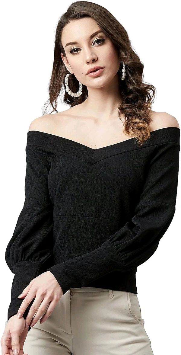 Casual Regular Sleeves SolidWomen Multicolor Top - Black, XS