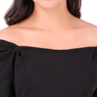 Women's Casual Stylish Peplum Top with Puffed Sleeves - Black, XL