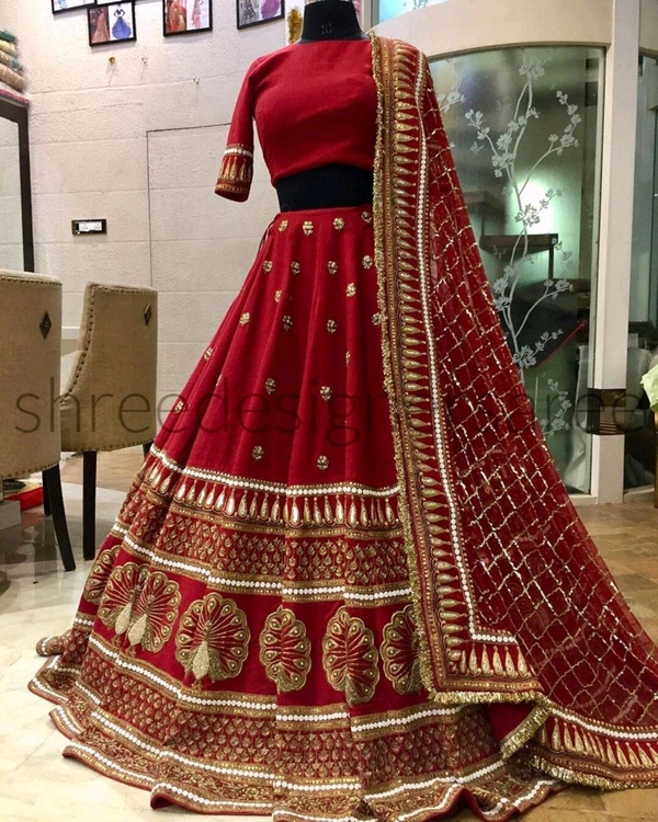 Sabyasachi Lehenga Heavy Bridal Wear Lehenga Choli Designer Wedding Wear Lehenga - Cardinal, Free