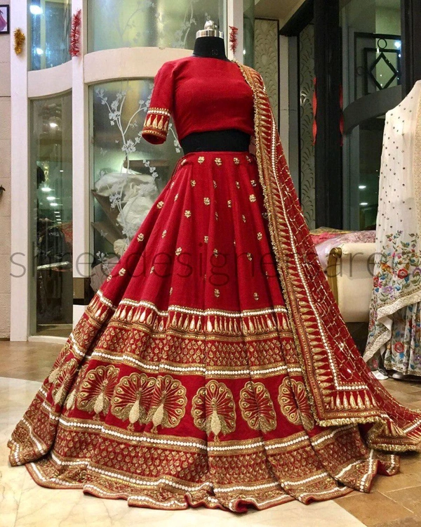 Sabyasachi Lehenga Heavy Bridal Wear Lehenga Choli Designer Wedding Wear Lehenga - Cardinal, Free