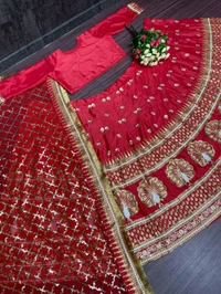 Sabyasachi Lehenga Heavy Bridal Wear Lehenga Choli Designer Wedding Wear Lehenga - Cardinal, Free