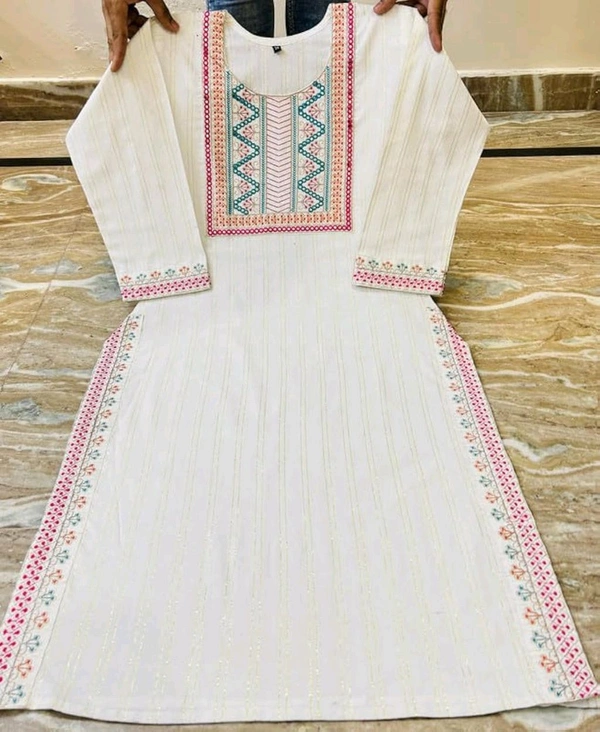 Womens Cotton Dobby A-Line Embroidery Work Kurta Set with Mirror Work Dupatta - Alto, 2XL