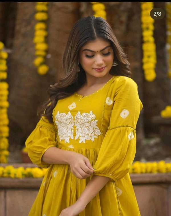 All in Yellow Cotton Kurti Set - Buddha Gold, XL