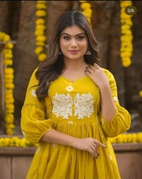 All in Yellow Cotton Kurti Set - Buddha Gold, XL