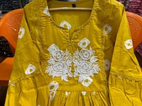 All in Yellow Cotton Kurti Set - Buddha Gold, XL