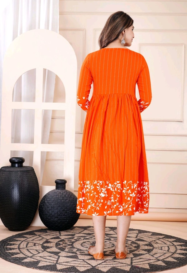 Women Floral Print Viscose Rayon Straight Kurta (Pink) - International Orange, 6XL
