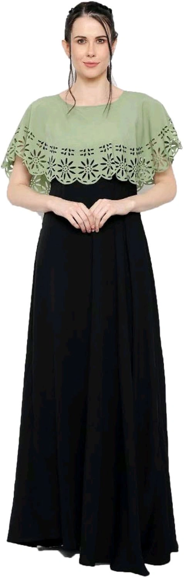 Women's Crepe Solid Sleeveless Full Length Gown - Schist, L