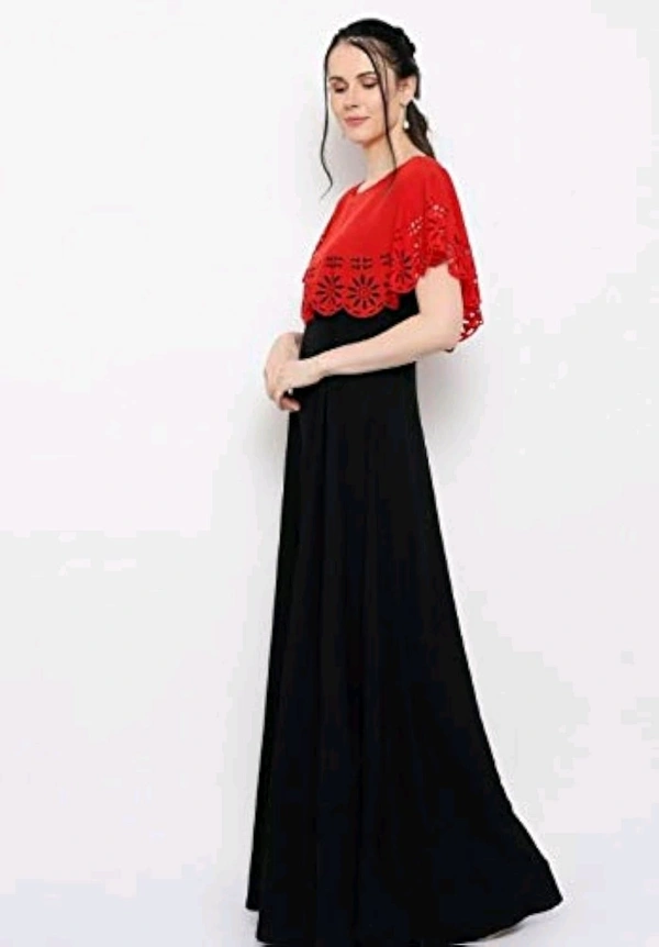 Women's Crepe Solid Sleeveless Full Length Gown - Red, XL