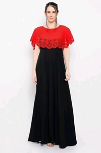 Women's Crepe Solid Sleeveless Full Length Gown - Red, 2XL