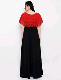 Women's Crepe Solid Sleeveless Full Length Gown - Red, 2XL