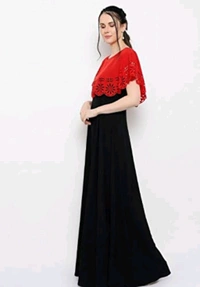 Women's Crepe Solid Sleeveless Full Length Gown - Red, 2XL