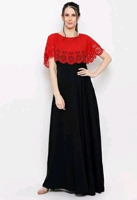 Women's Crepe Solid Sleeveless Full Length Gown - Red, 2XL