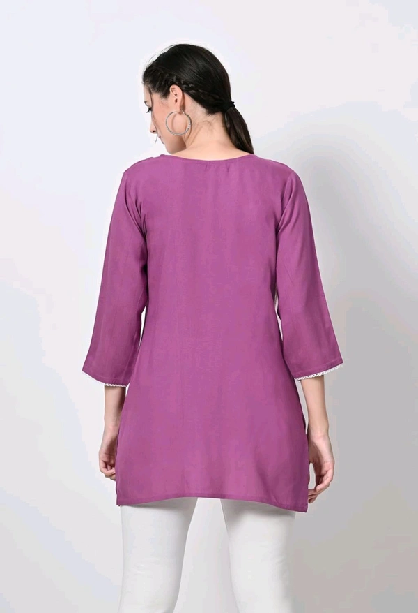 Kurti for Women Short Chikankari Kurtis for Girls Lakhnawi Top Kurta Design for Ladies Woman Straight Embroidery for Office (Short Flower Kurti) - Tapestry, S