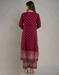 Women Viscose Rayon Kurta. Pant Dupatta Set - Claret, L