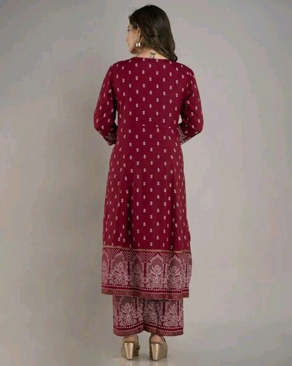 Women Viscose Rayon Kurta. Pant Dupatta Set - Claret, L