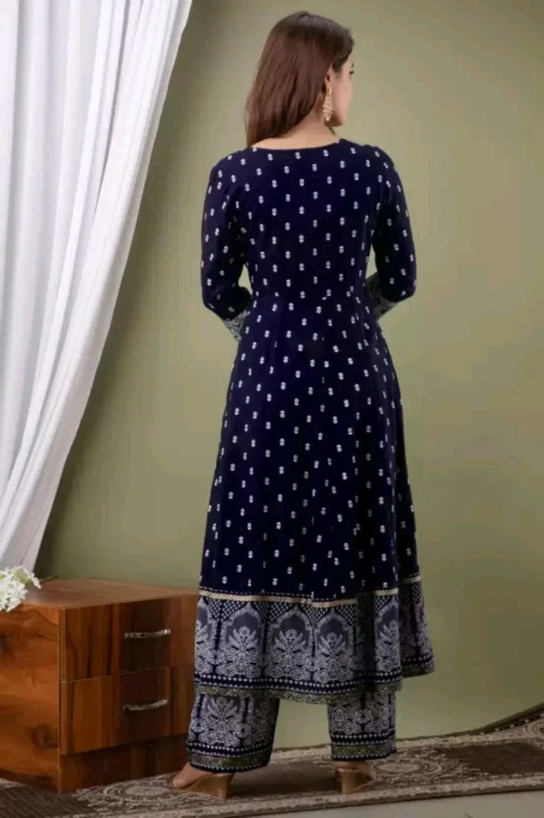 Women Viscose Rayon Kurta. Pant Dupatta Set - Black Rock, M