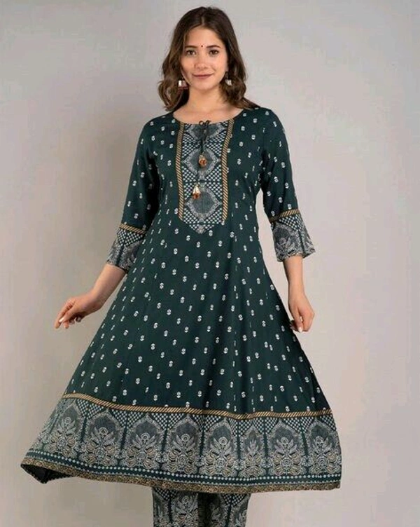 Women Viscose Rayon Kurta. Pant Dupatta Set - Timber Green, XL