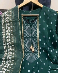 Women Viscose Rayon Kurta. Pant Dupatta Set - Timber Green, XL