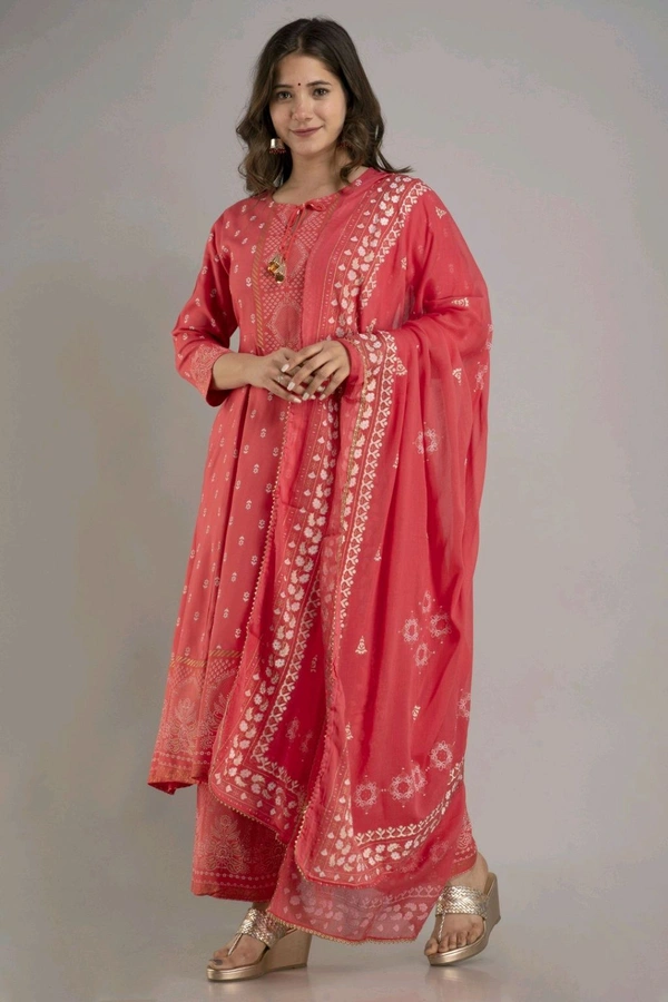 Women Viscose Rayon Kurta. Pant Dupatta Set - Mandy, XL