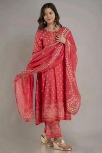 Women Viscose Rayon Kurta. Pant Dupatta Set - Mandy, 2XL