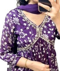 Women's Rayon Alia Cut Kurta Pant Dupatta Set - Eminence, M