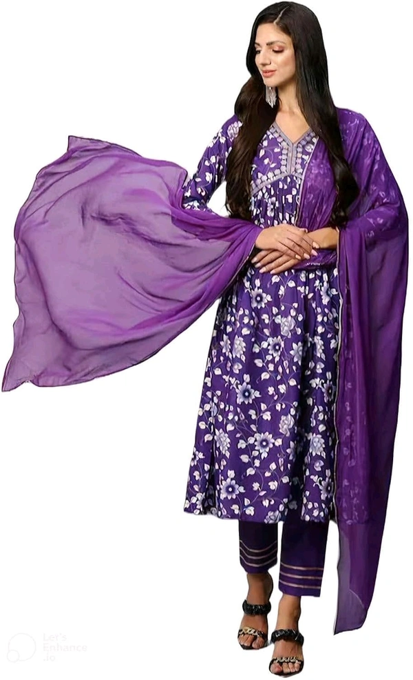 Women's Rayon Alia Cut Kurta Pant Dupatta Set - Eminence, XL