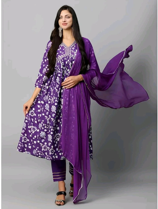Women's Rayon Alia Cut Kurta Pant Dupatta Set - Eminence, XL
