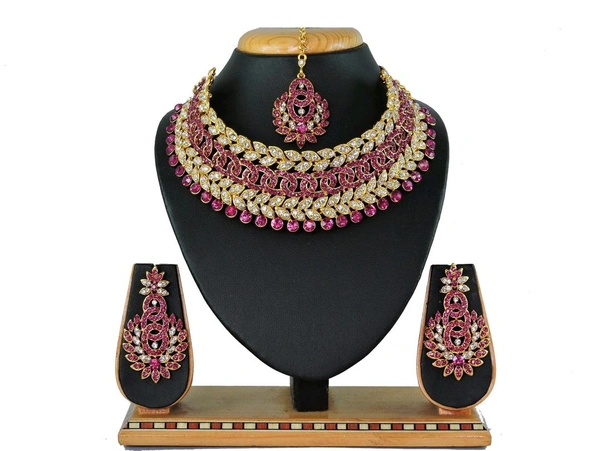 Alloy Gold-plated White Jewel Set (Pack of 1) - Rani