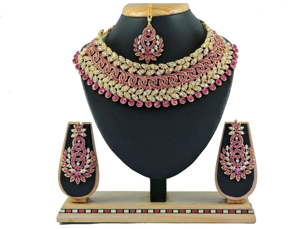 Alloy Gold-plated White Jewel Set (Pack of 1) - pink