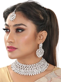 Alloy Gold-plated White Jewel Set (Pack of 1) - RamaLct