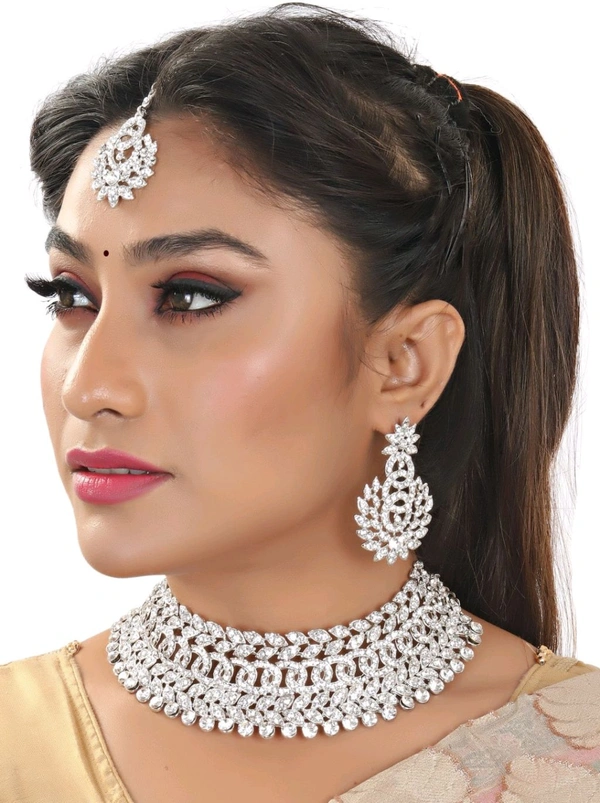 Alloy Gold-plated White Jewel Set (Pack of 1) - RamaLct