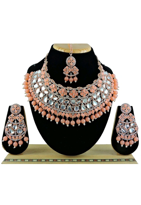 Kundan Choker Necklace Set - Orenge