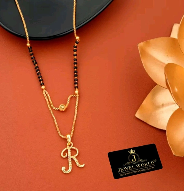 NAME LETTER 18 Inch gold plated short mangalsutra with SURPRISE GIFT for women Alloy Mangalsutra - Gold