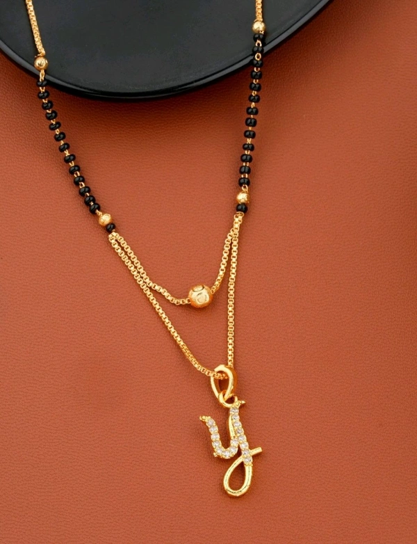 NAME LETTER 18 Inch gold plated short mangalsutra with SURPRISE GIFT for women Alloy Mangalsutra