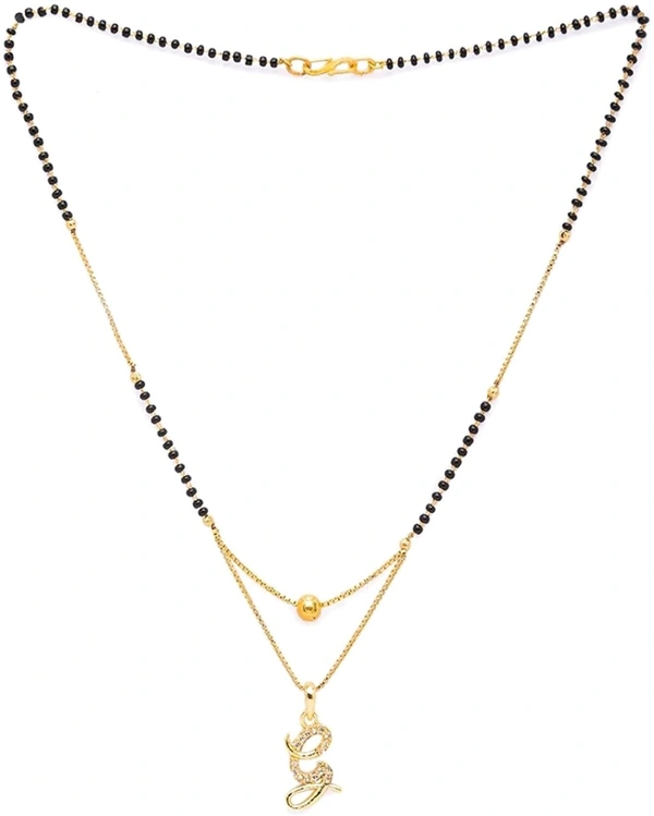 NAME LETTER 18 Inch gold plated short mangalsutra with SURPRISE GIFT for women Alloy Mangalsutra