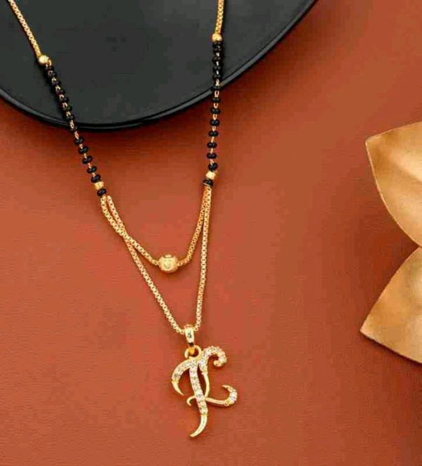 NAME LETTER 18 Inch gold plated short mangalsutra with SURPRISE GIFT for women Alloy Mangalsutra